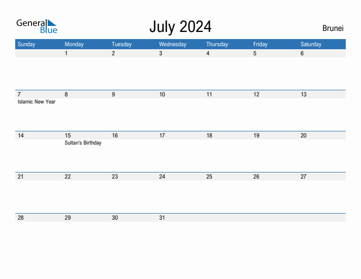 Fillable July 2024 Calendar