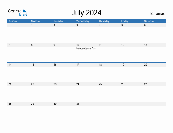 Fillable July 2024 Calendar