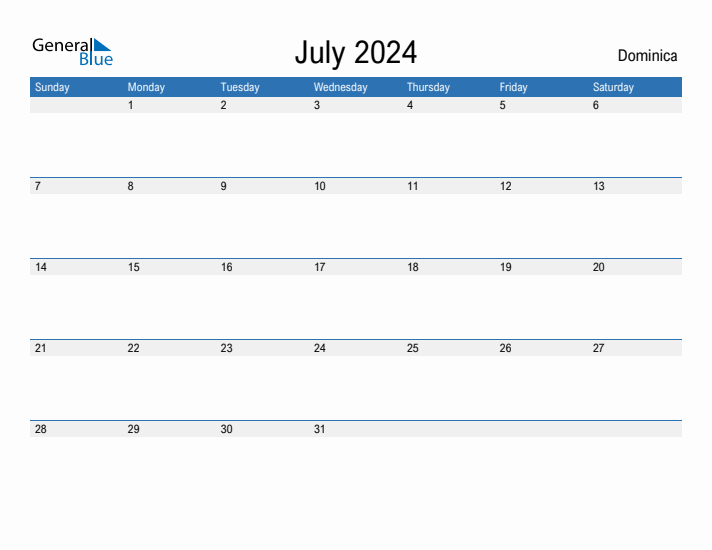 Fillable July 2024 Calendar