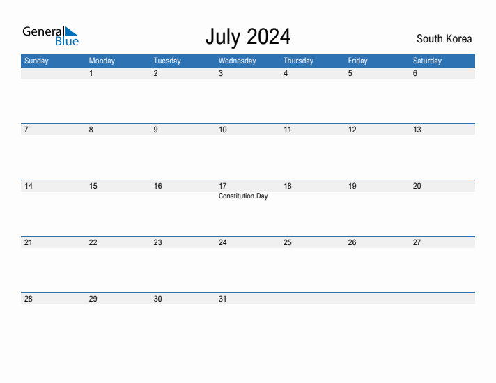 Fillable July 2024 Calendar