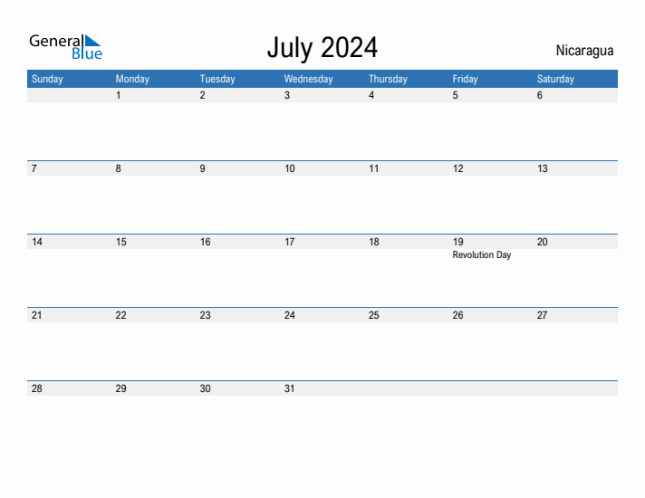 Fillable July 2024 Calendar