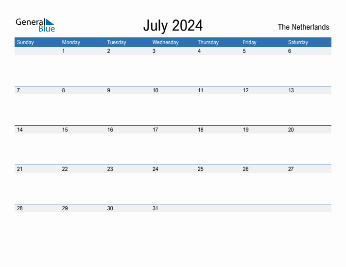 Fillable July 2024 Calendar