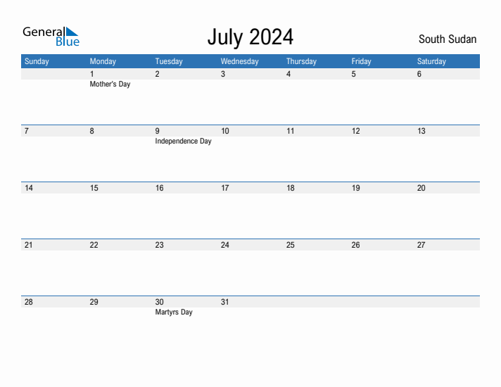 Fillable July 2024 Calendar