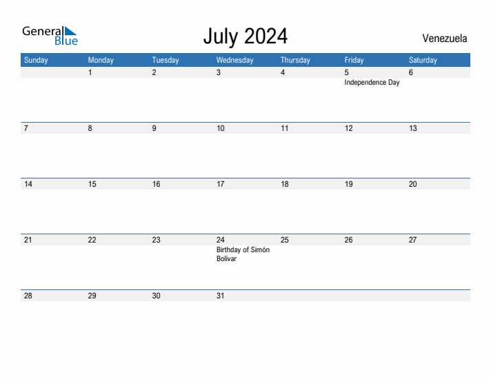 Fillable July 2024 Calendar