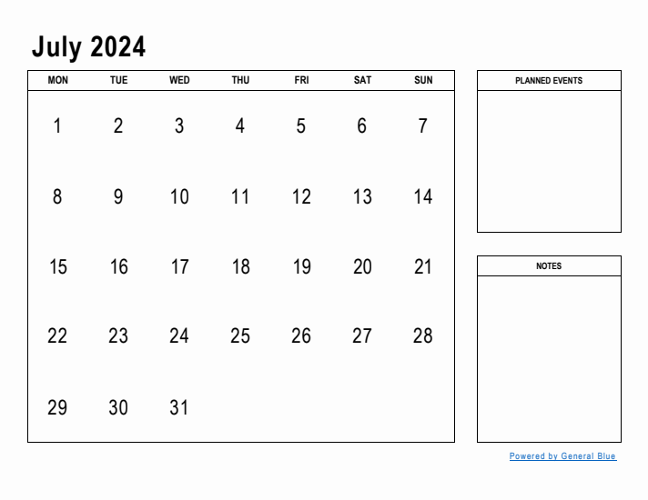 July 2024 Calendar Planner