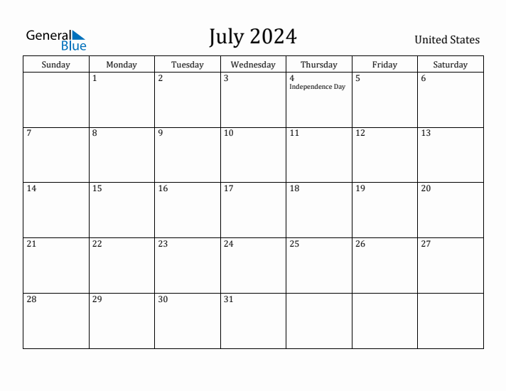 July 2024 Calendar United States