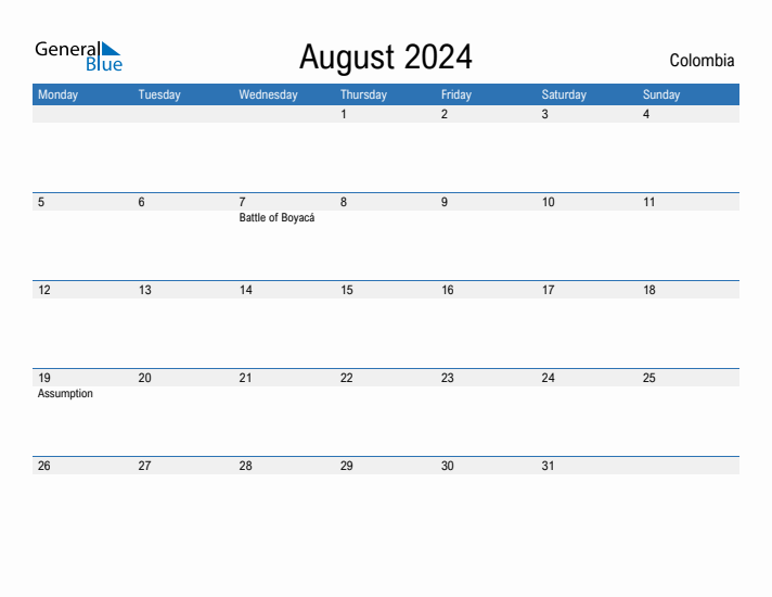 Fillable August 2024 Calendar