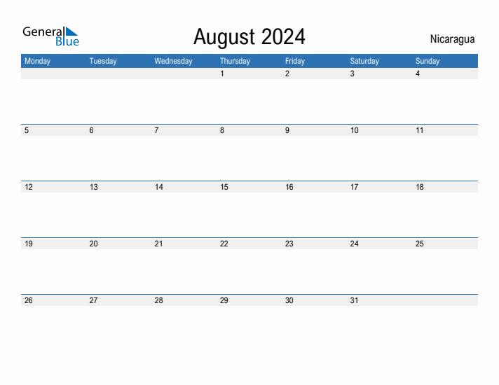 Fillable August 2024 Calendar