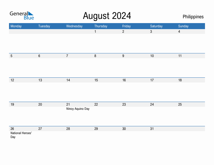 Fillable August 2024 Calendar