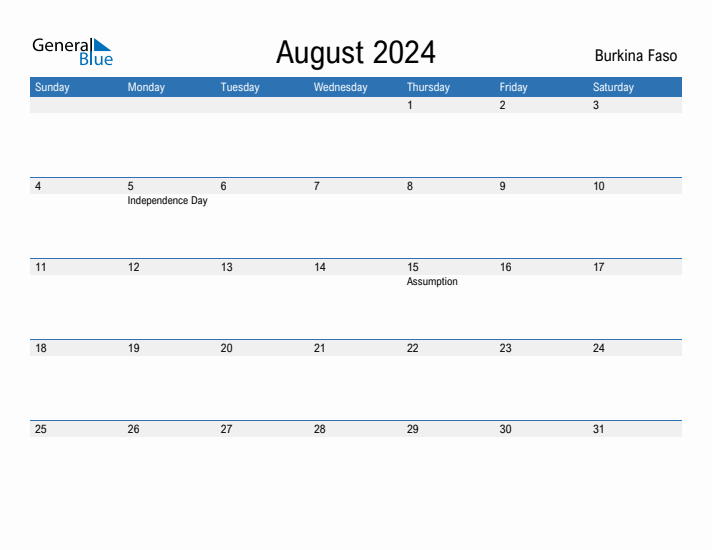 Fillable August 2024 Calendar