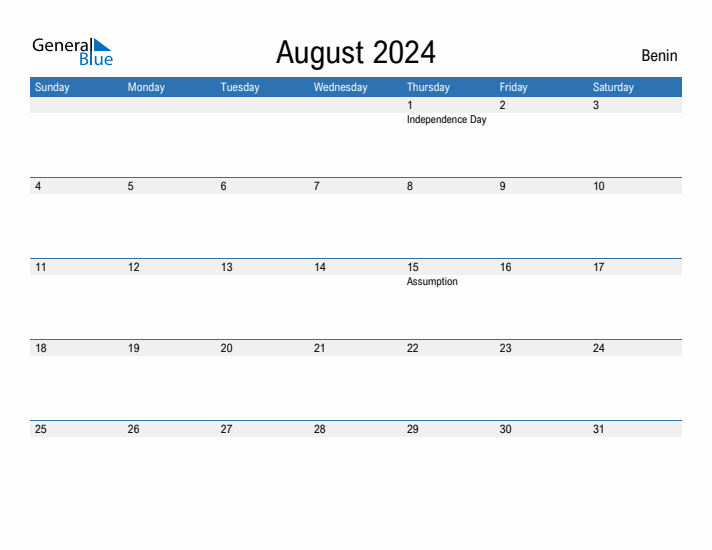 Fillable August 2024 Calendar