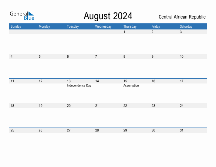 Fillable August 2024 Calendar