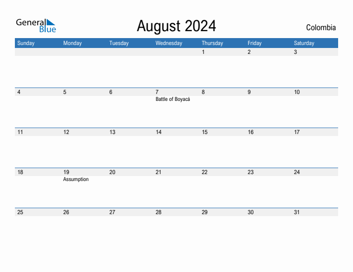 Fillable August 2024 Calendar