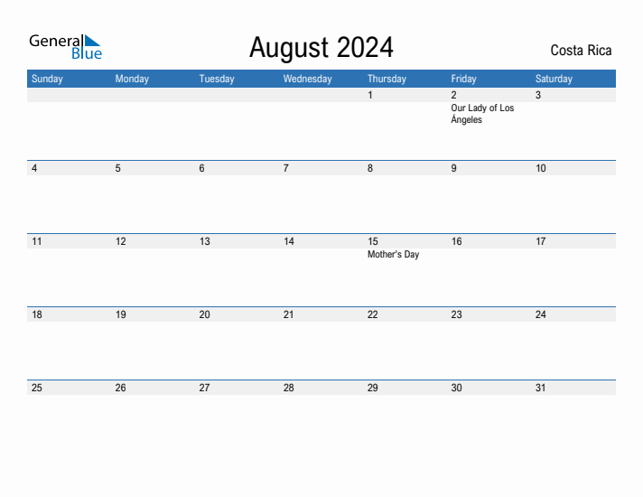 Fillable August 2024 Calendar