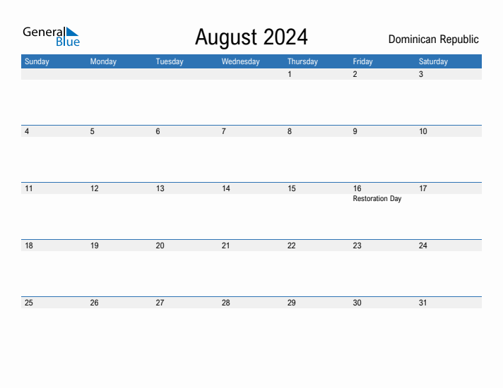 Fillable August 2024 Calendar