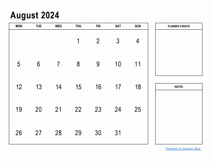 August 2024 Calendar Planner