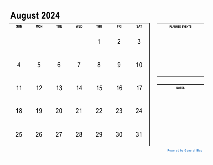 August 2024 Calendar Planner