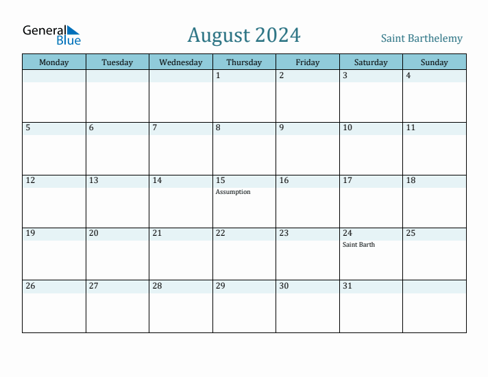 August 2024 Calendar with Holidays