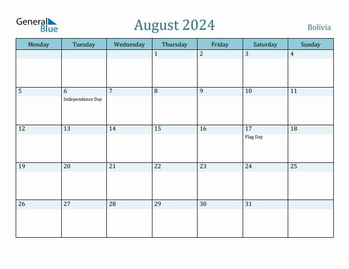 August 2024 Calendar with Holidays