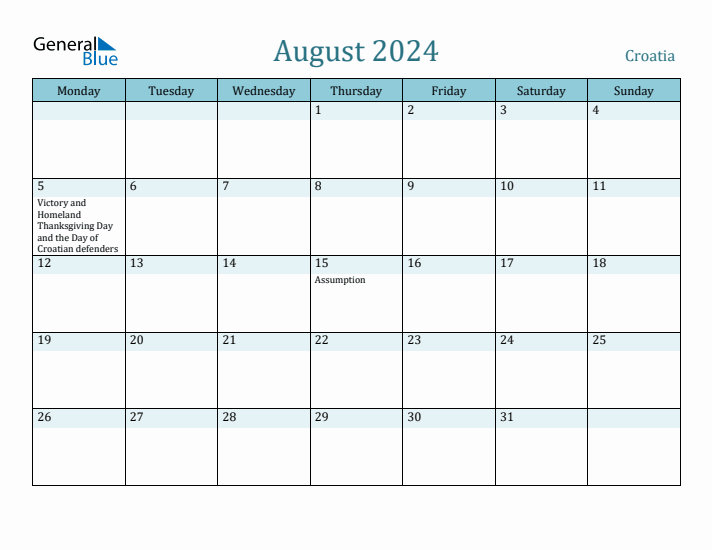 August 2024 Calendar with Holidays