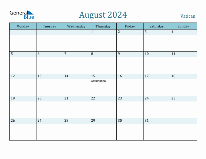 August 2024 Calendar with Holidays