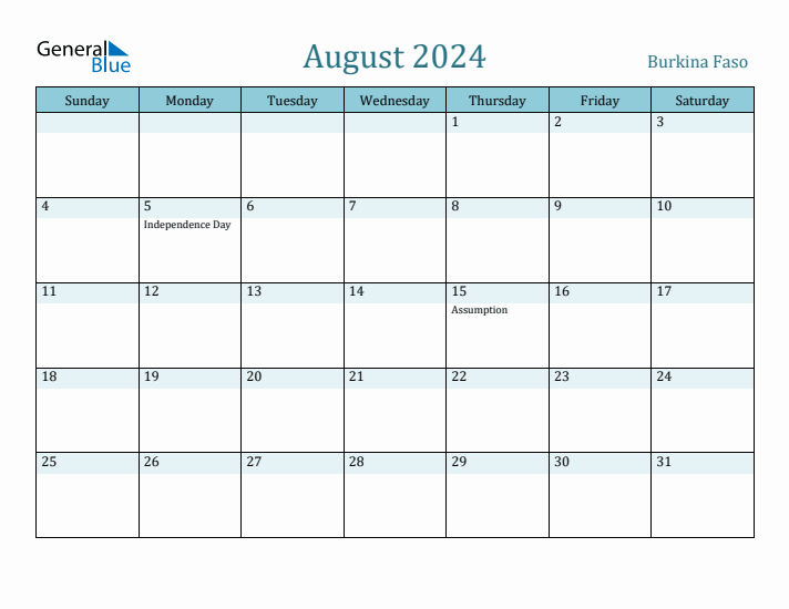 August 2024 Calendar with Holidays