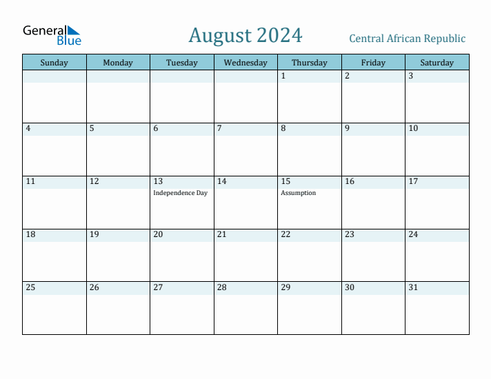 August 2024 Calendar with Holidays