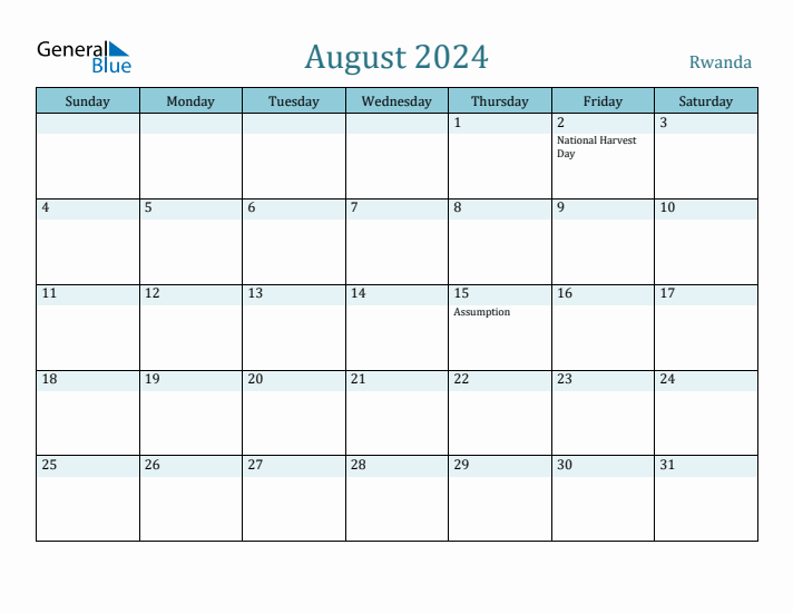 August 2024 Calendar with Holidays