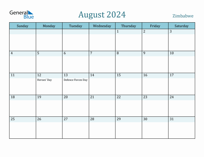 August 2024 Calendar with Holidays