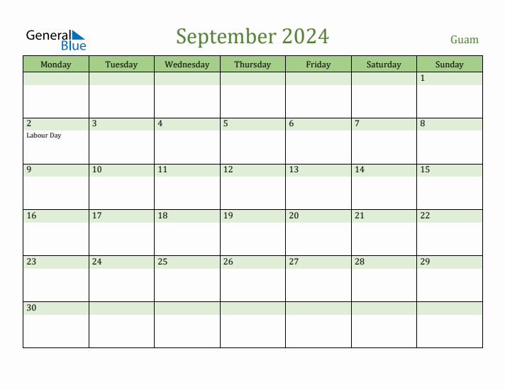 September 2024 Calendar with Guam Holidays