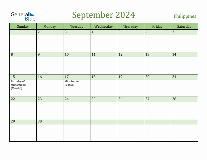 September 2024 Calendar with Philippines Holidays