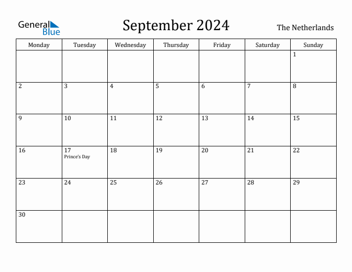 September 2024 Calendar The Netherlands