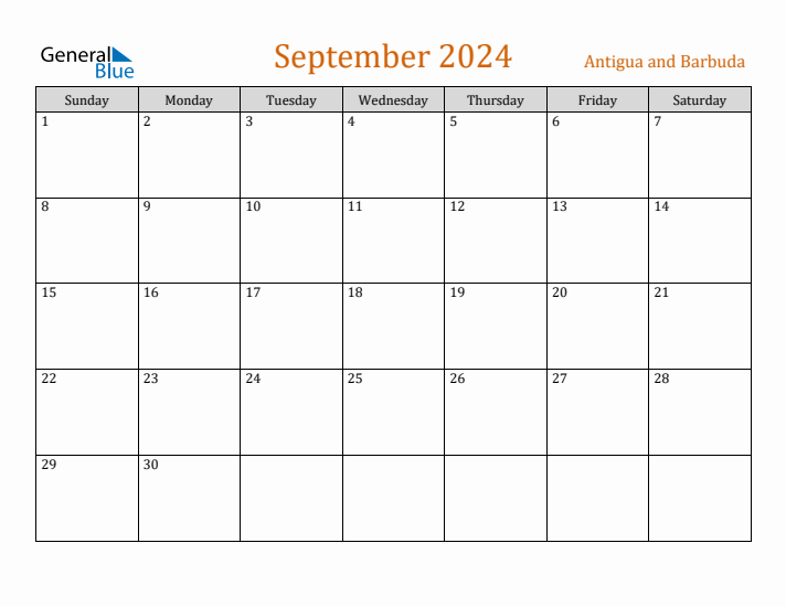 September 2024 Holiday Calendar with Sunday Start