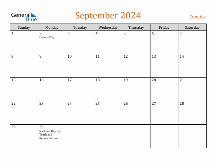 September 2024 Holiday Calendar with Sunday Start