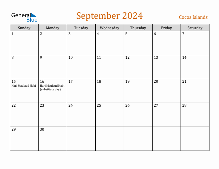 September 2024 Holiday Calendar with Sunday Start