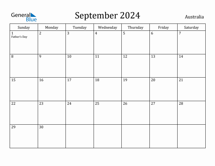 September 2024 Calendar Australia