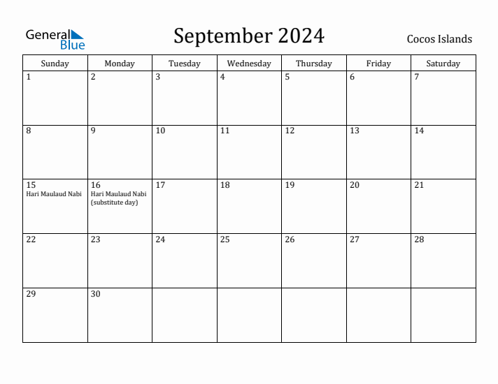 September 2024 Calendar Cocos Islands