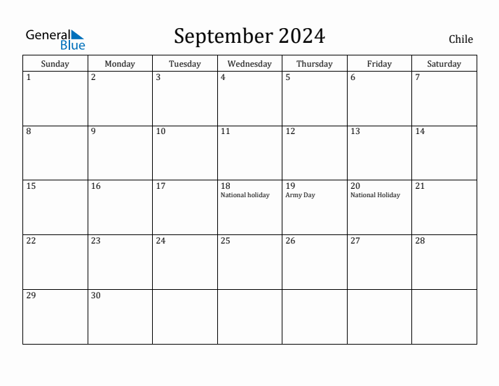 September 2024 Calendar Chile