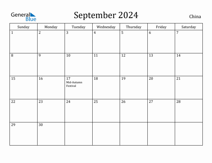 September 2024 Calendar China