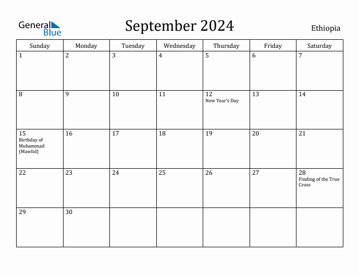 September 2024 Calendar Ethiopia