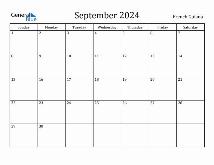 September 2024 Calendar French Guiana