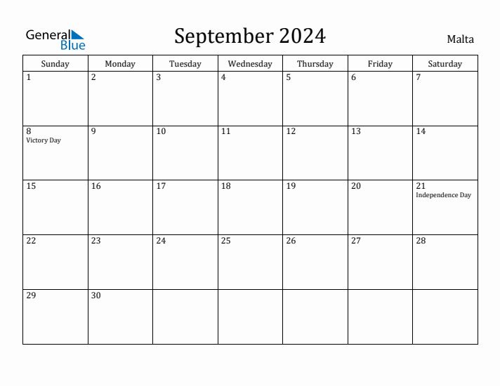 September 2024 Calendar Malta