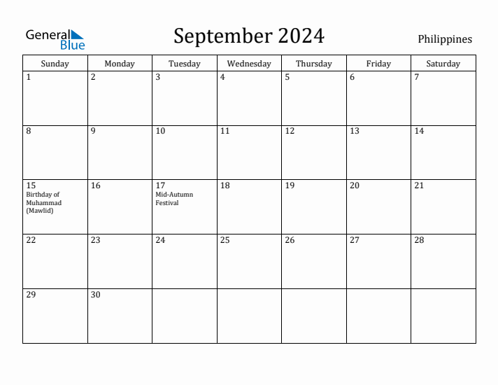 September 2024 Calendar Philippines