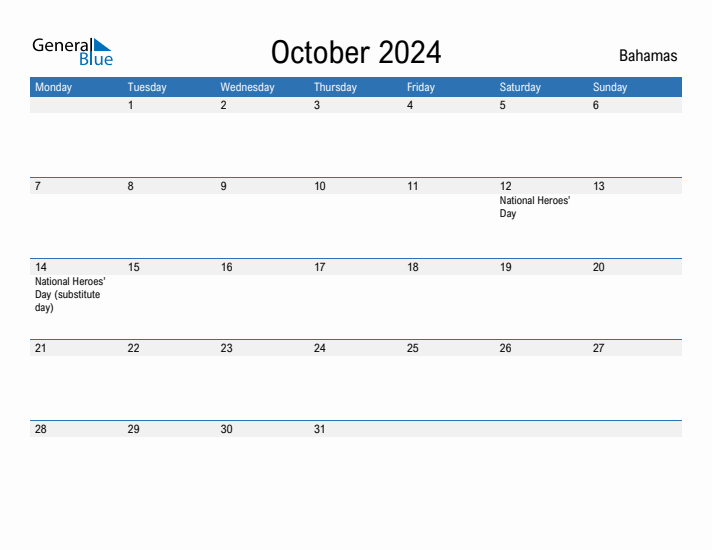 Fillable October 2024 Calendar