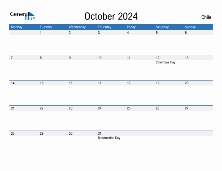 Fillable October 2024 Calendar