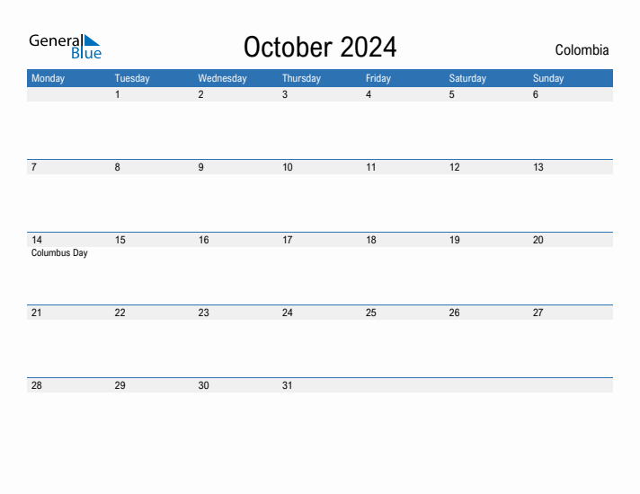 Fillable October 2024 Calendar