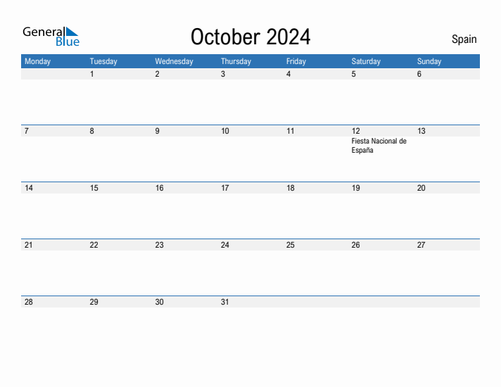 Fillable October 2024 Calendar