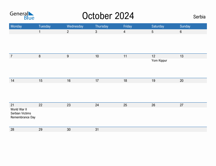 Fillable October 2024 Calendar