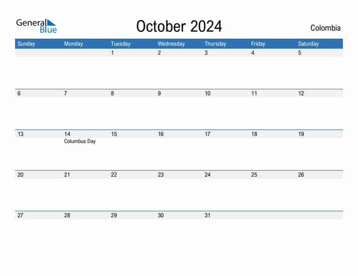 Fillable October 2024 Calendar