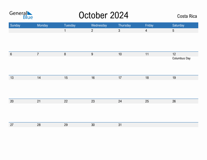 Fillable October 2024 Calendar